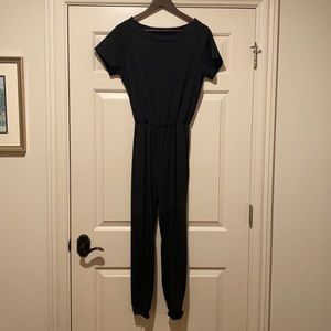 Black scoop-neck jumpsuit